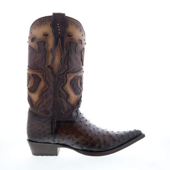 Los Altos Mens 3X Toe Ostrich Brown Boots (NWT)